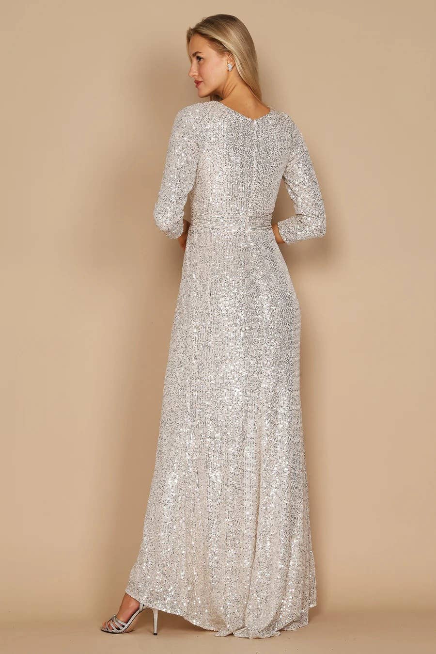 Long Sleeve Sequin Formal Dress