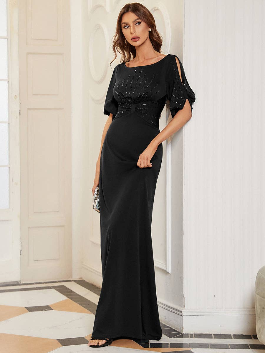 Silver Sequins Fishtail Evening Dress