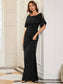Silver Sequins Fishtail Evening Dress