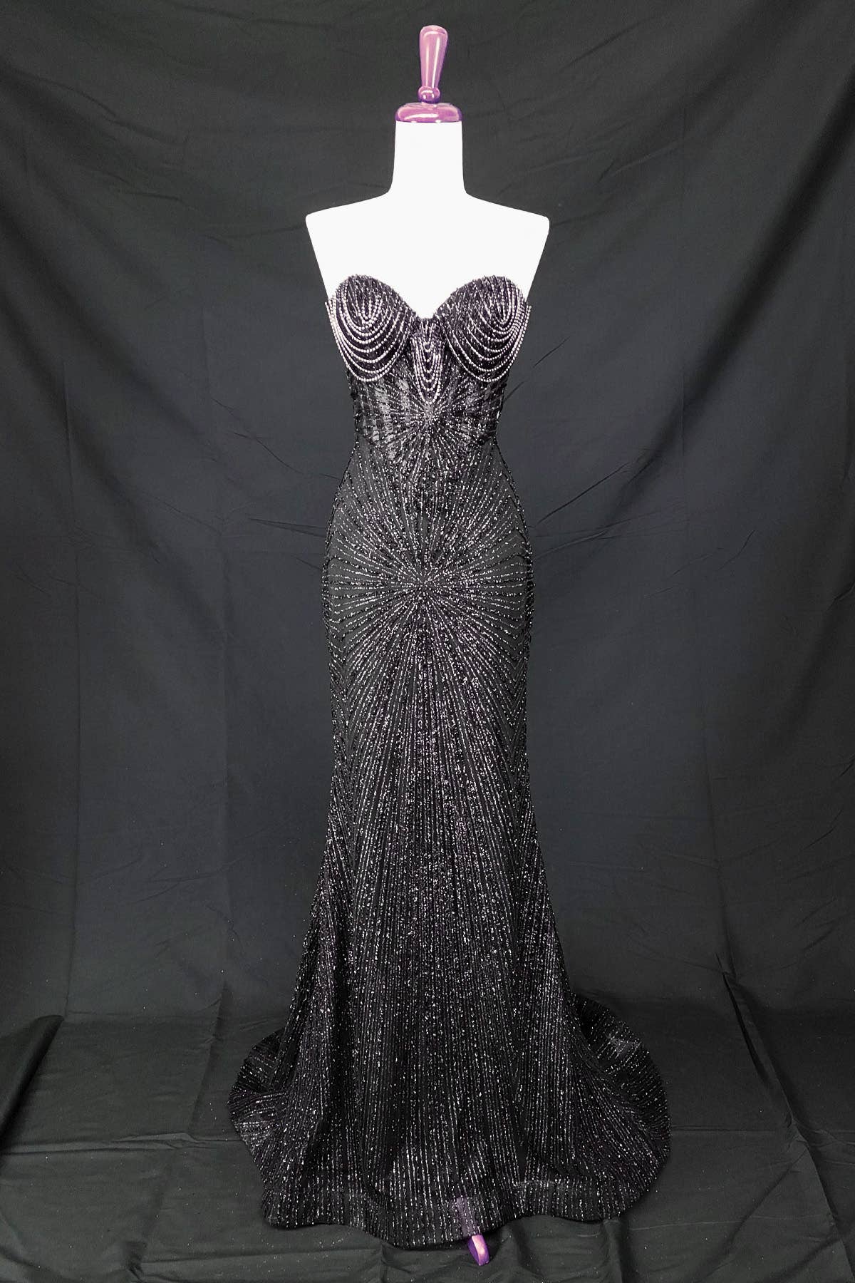Long sparkling mermaid dress with hanging jewels CF001