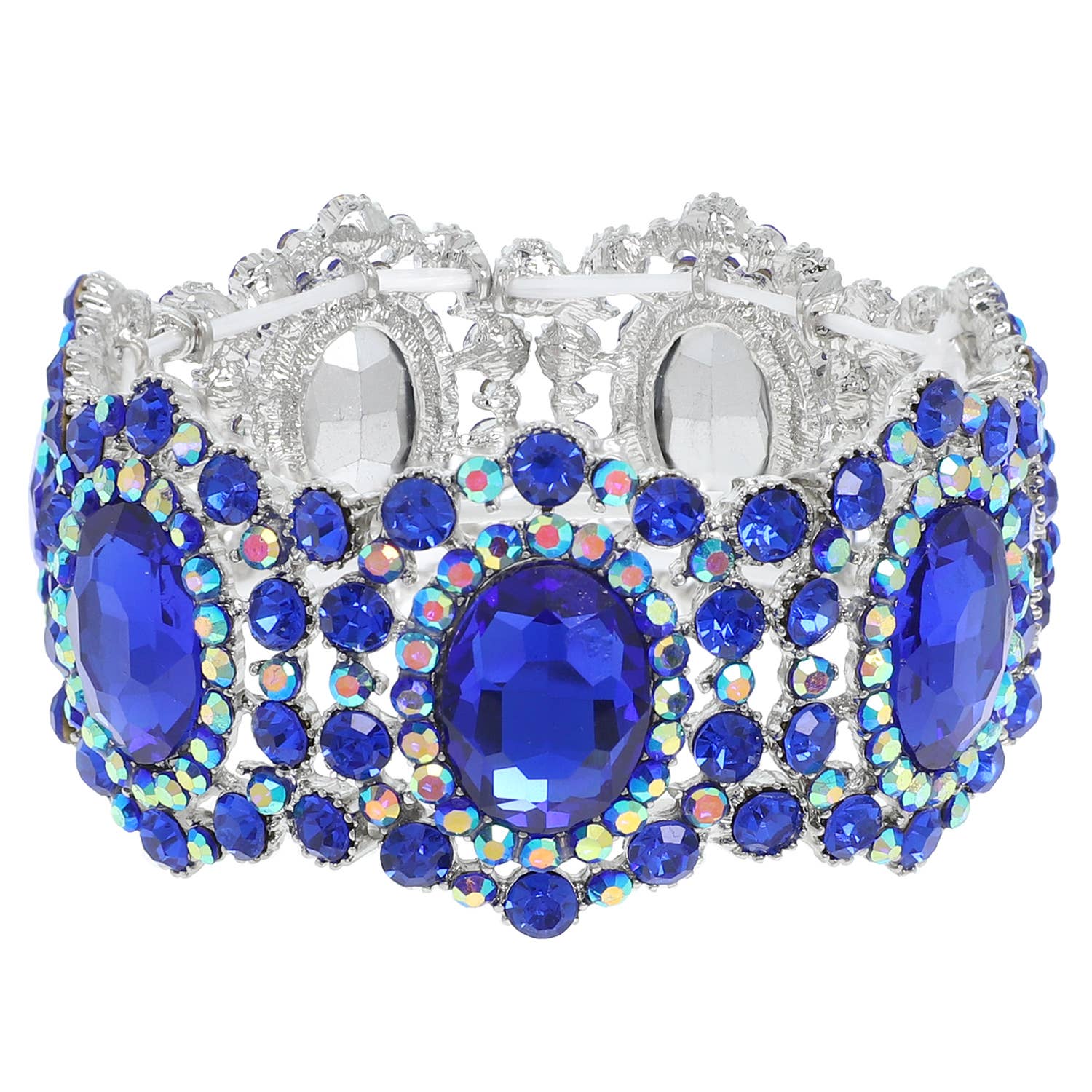 Baroque Crystal Gemstone Cluster Stretch Bracelet