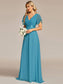 Double V-Neck Ruffles Chiffon Bridesmaid Dress
