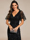 Gorgeous Leaf-Sequined Evening Dress