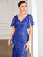 Gorgeous Leaf-Sequined Evening Dress