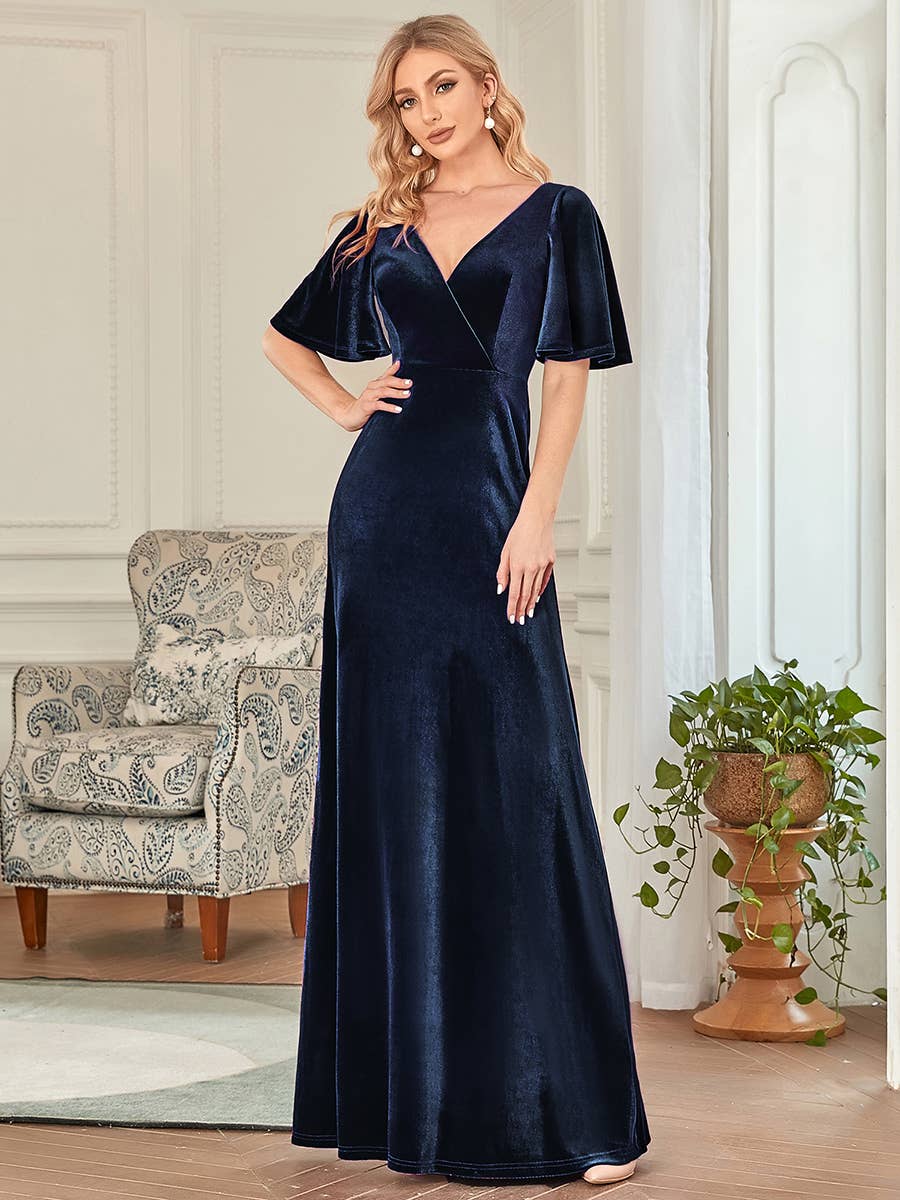 Classic Velvet V-Neck Gown