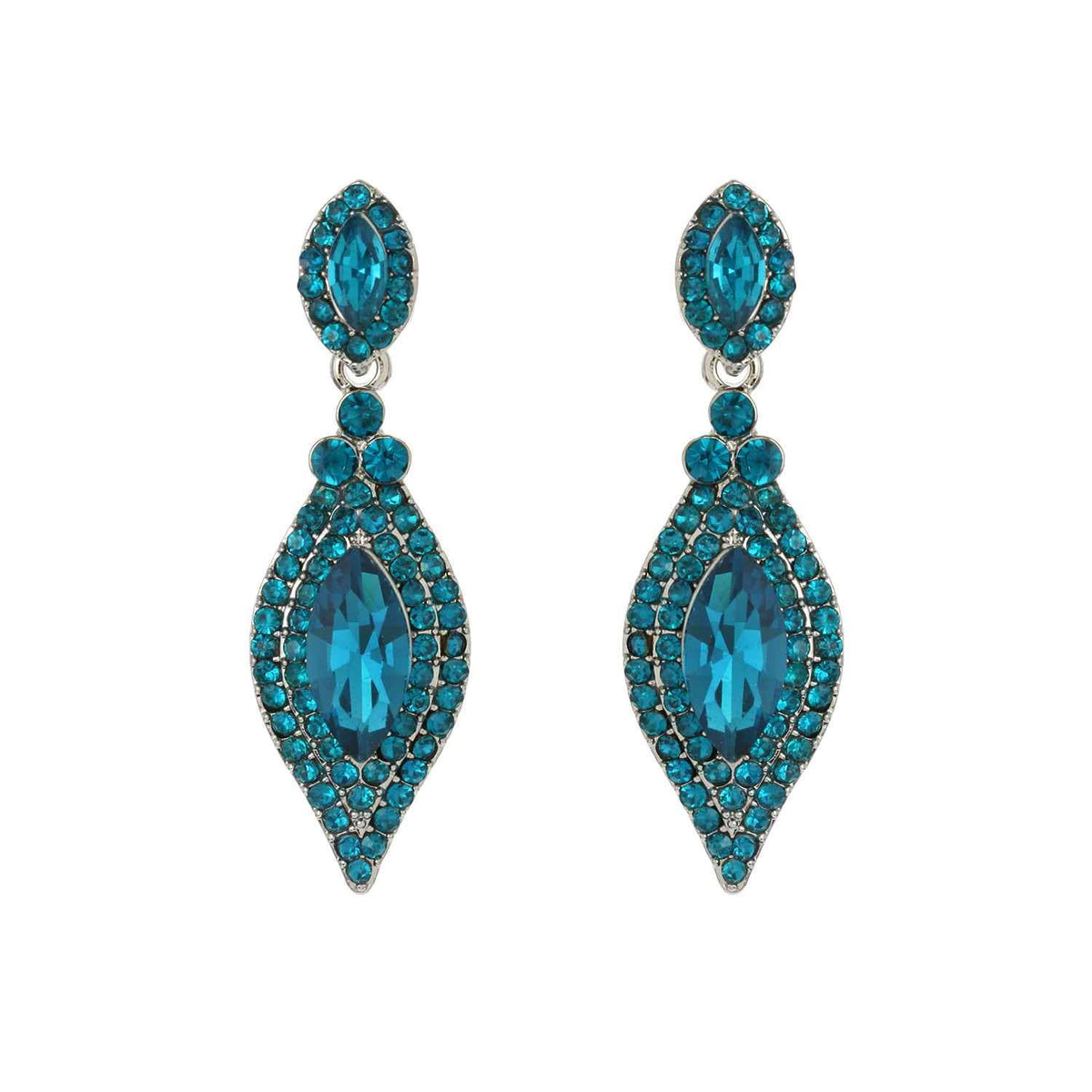 Dangly Leaf with Oval Gem Stone Earrings