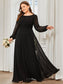 Plus Size Long Lantern Sleeves Round Neck Bridesmaid Dress
