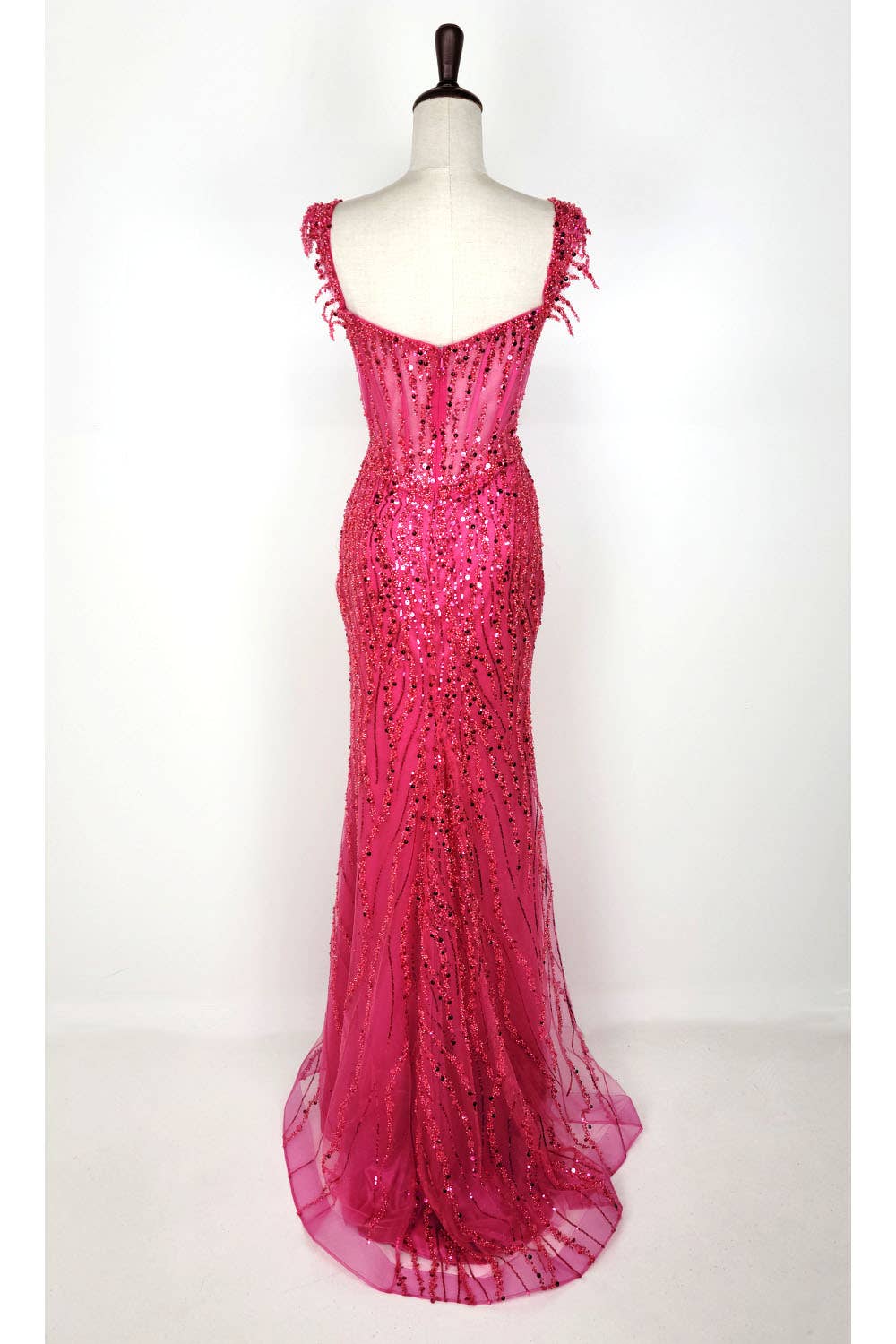 Off the Shoulder Sequin and Bead Long Dress C331