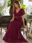 Double V-Neck Ruffles Chiffon Bridesmaid Dress