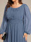Plus Size Long Lantern Sleeves Round Neck Bridesmaid Dress