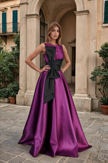 Long Formal Ball Gown with Statement Bow