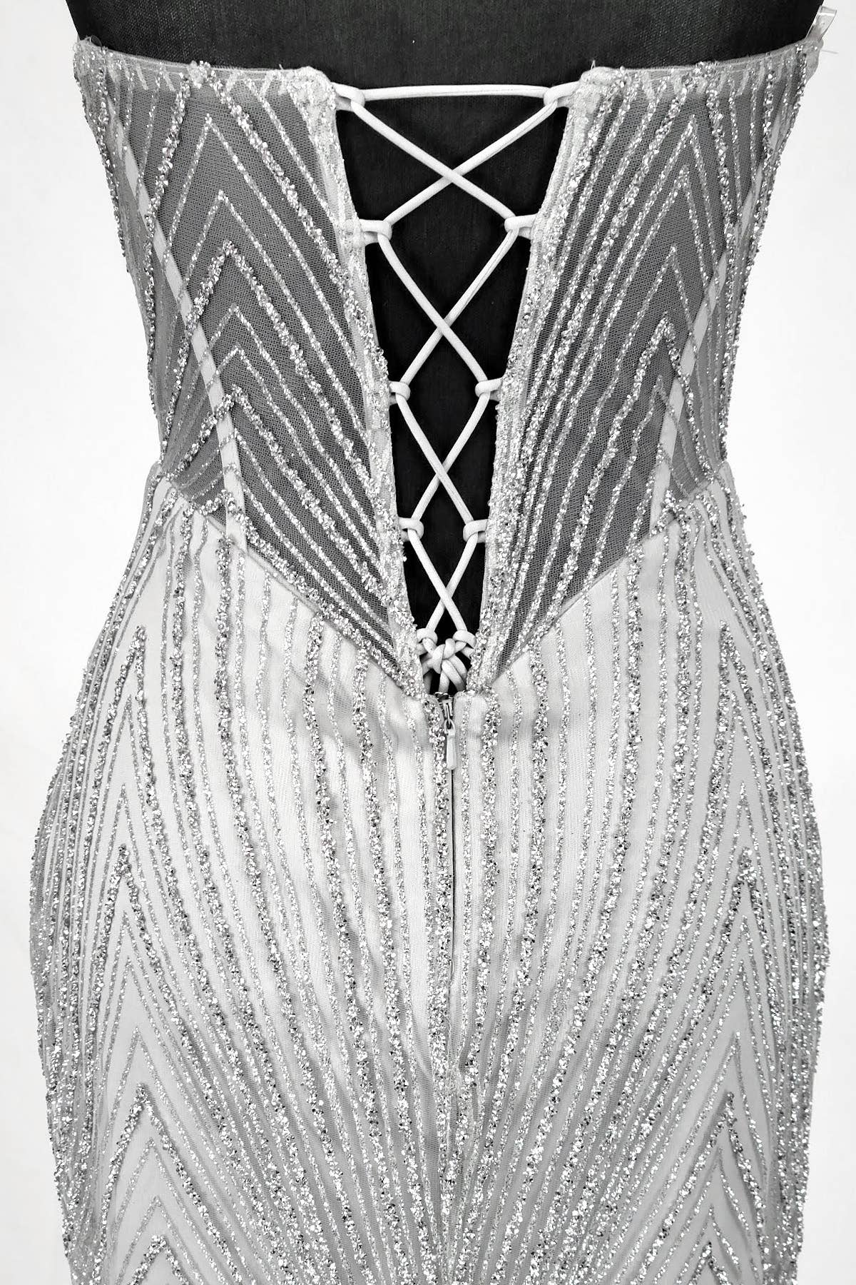 Long sparkling mermaid dress with hanging jewels CF001