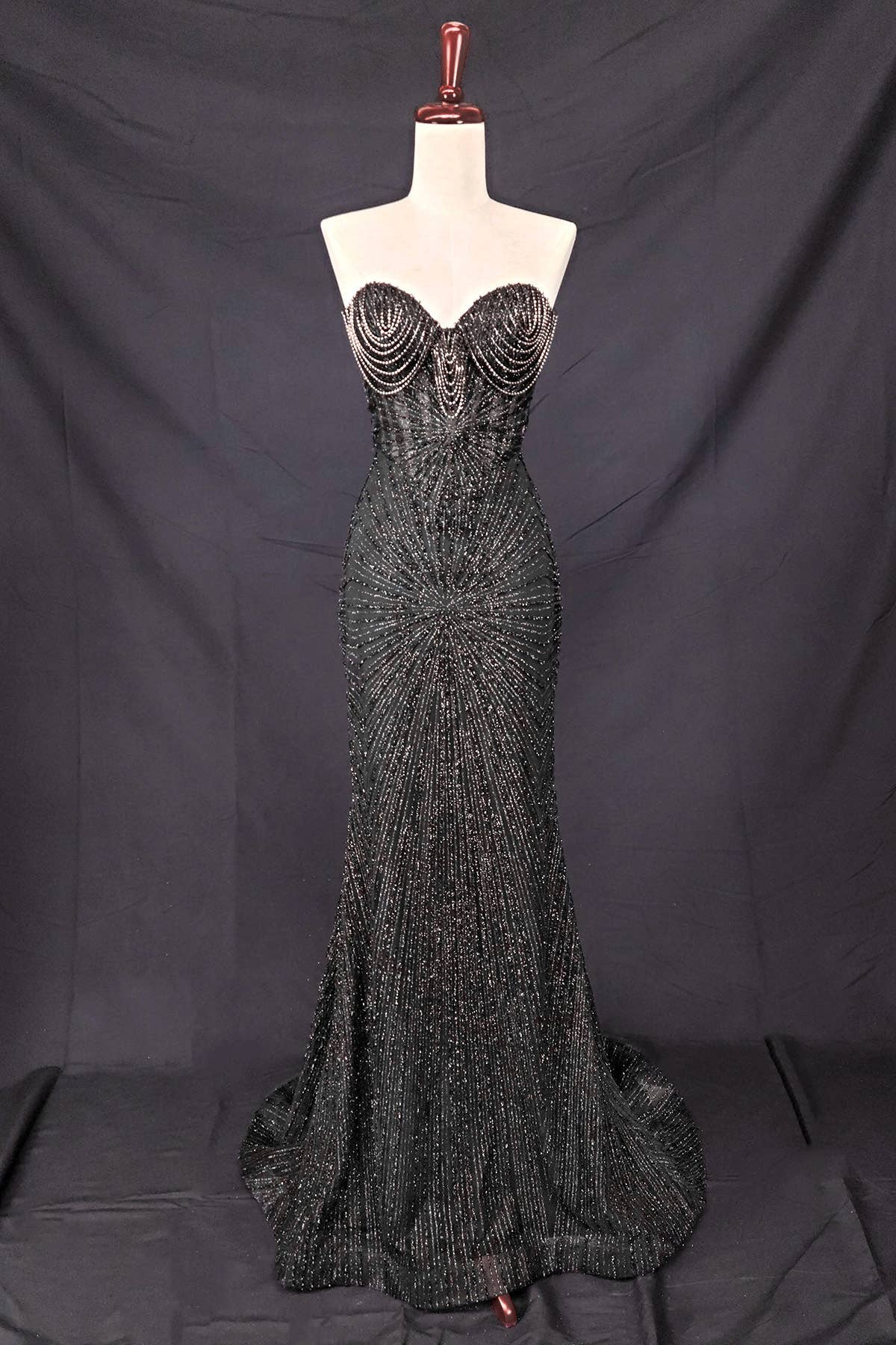 Long sparkling mermaid dress with hanging jewels CF001