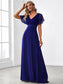 Double V-Neck Ruffles Chiffon Bridesmaid Dress