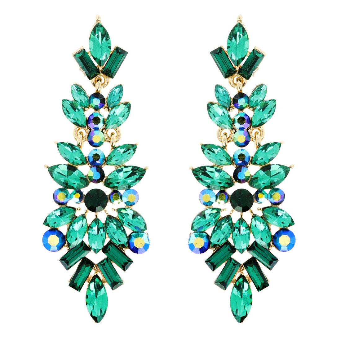 Gemstone Cluster Chandelier Earrings