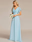 Double V-Neck Ruffles Chiffon Bridesmaid Dress