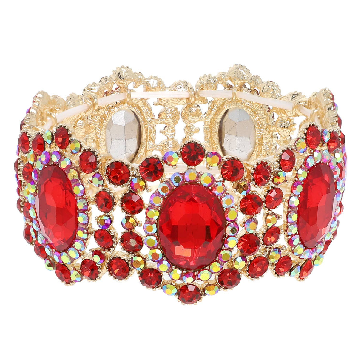 Baroque Crystal Gemstone Cluster Stretch Bracelet