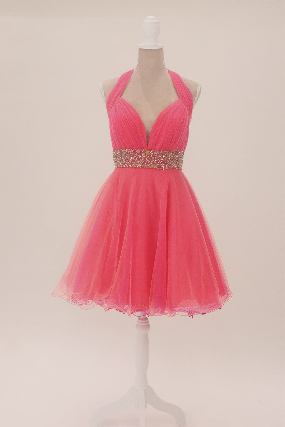 Coral Crush Halter Mini Dress