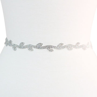 Leaf Rhinestone Bridal  Wedding Belt, Sash Strap