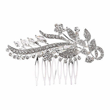 Floral Casting Rhinestone Hair Comb