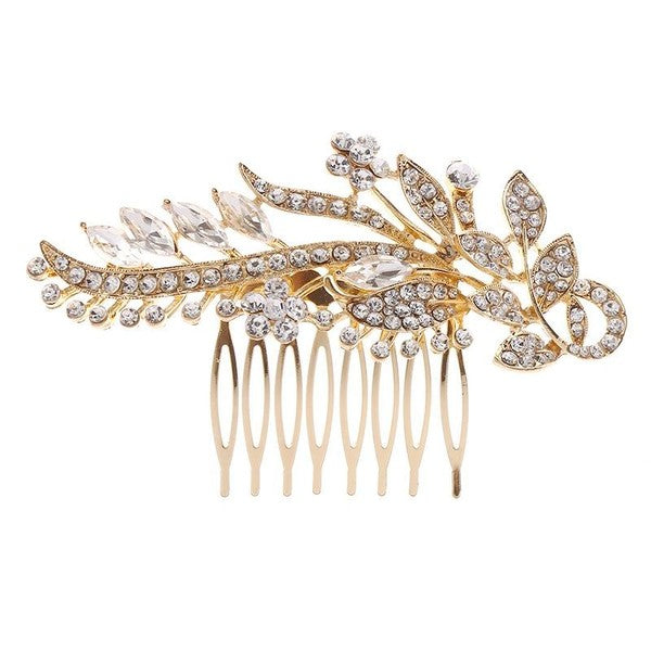 Floral Casting Rhinestone Hair Comb