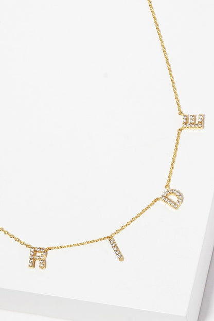 CZ Gold-Dipped BRIDE Letters Necklace