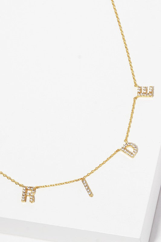 CZ Gold-Dipped BRIDE Letters Necklace